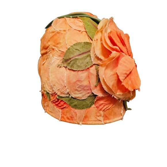 vintage 1950\'s Hat floral peachy‎ orange movement by Charlotte Brooks Chicago